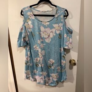 Women’s Floral Cold-Shoulder Blouse Shirt Tops Size XXL